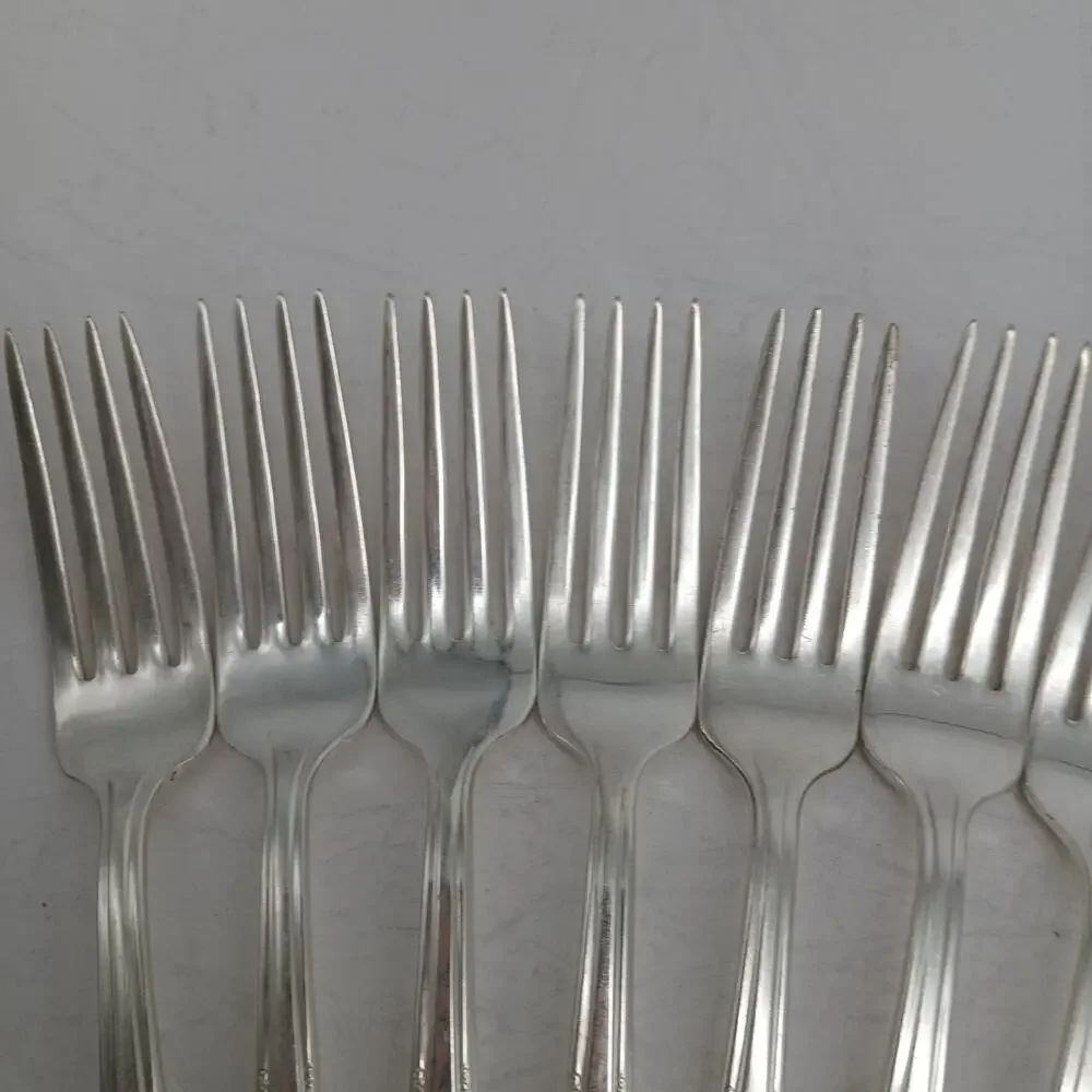 8X DF Harmony House by Wallace Serenade Silverplate Flatware Dinner Forks Vtg